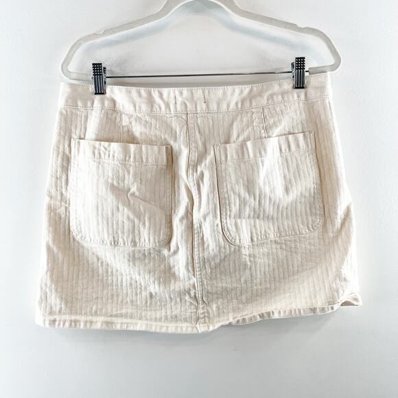 J. Crew Textured Denim Mini Skirt Gold Buttons Ecru Cream 31 / 12 - Picture 6 of 8